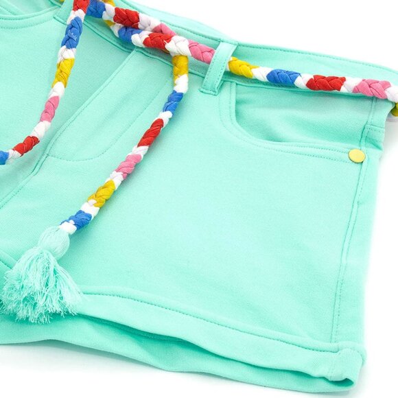 TASSEL BELT GREEN BEACH SHORTS FOR GIRLS - Picture 3 of 6